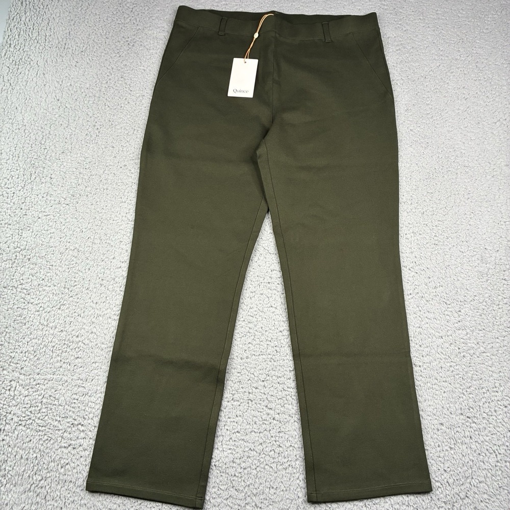 Quince Ultra-Stretch Ponte Straight Leg Pants Women's Large Olive Green NWT